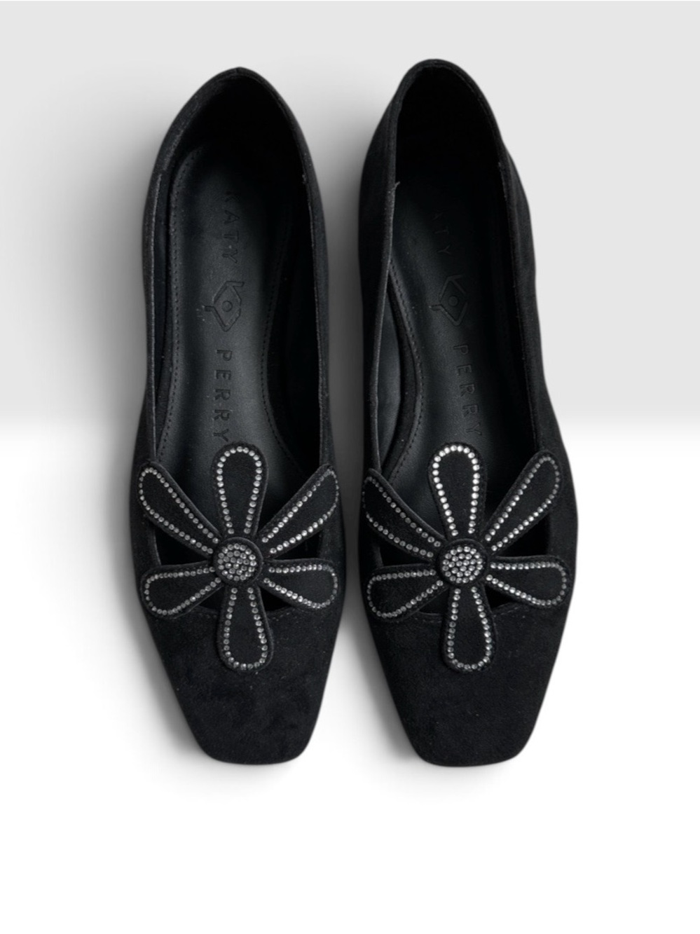 Katy Perry The Evie Daisy Flat in Black Suede